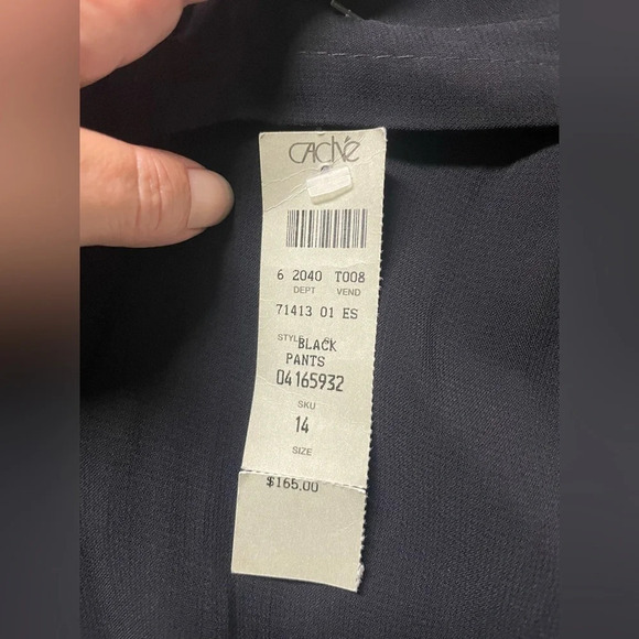 CACHE Cocktail Party High Multi-Split Leg Chiffon Overlay Black Pants Size 14 - Picture 10 of 11